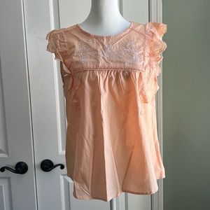 - Eyelet trim, floral embroidered tank